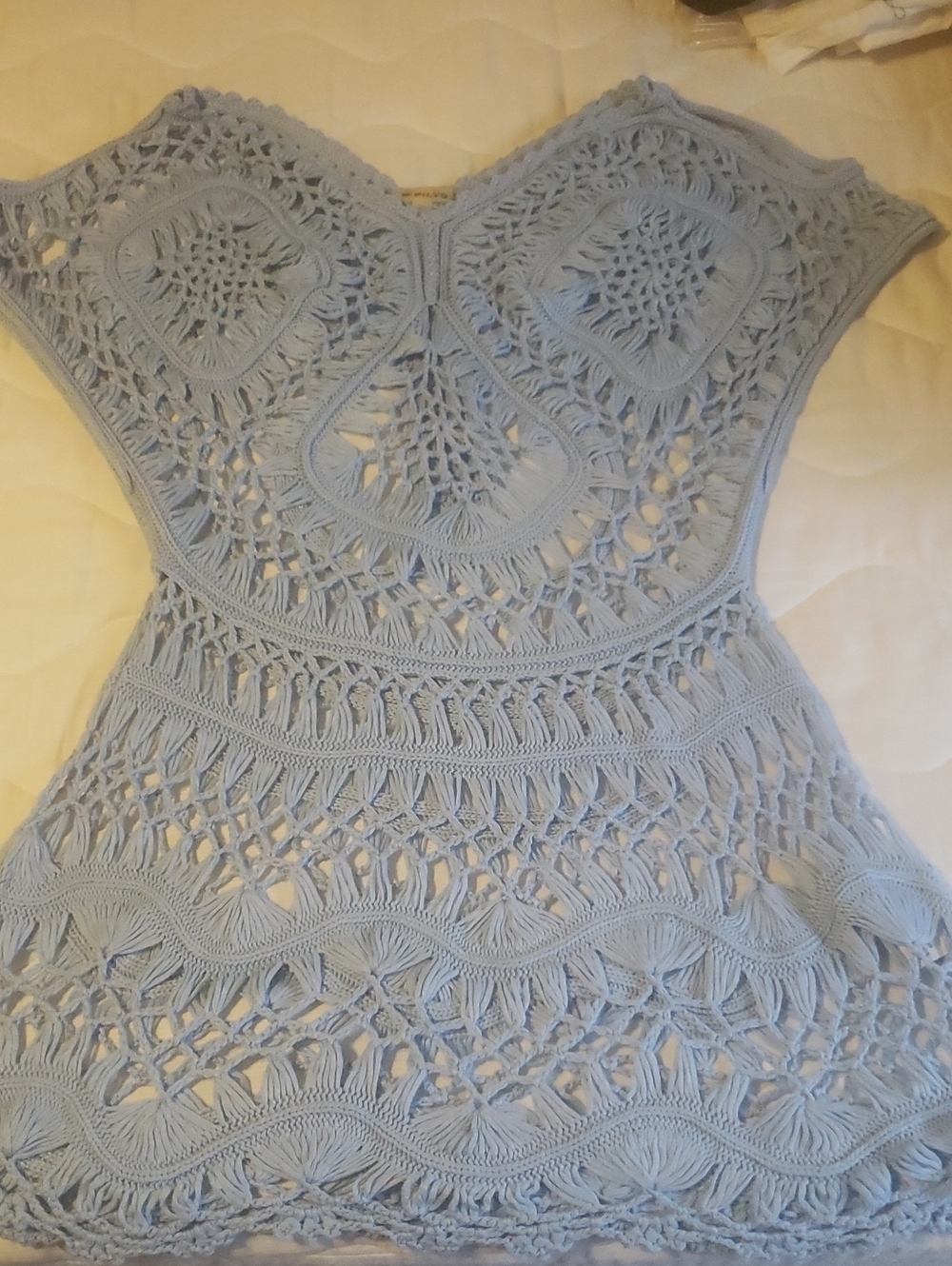 Pilyq Light Blue Crochet Mini Dress